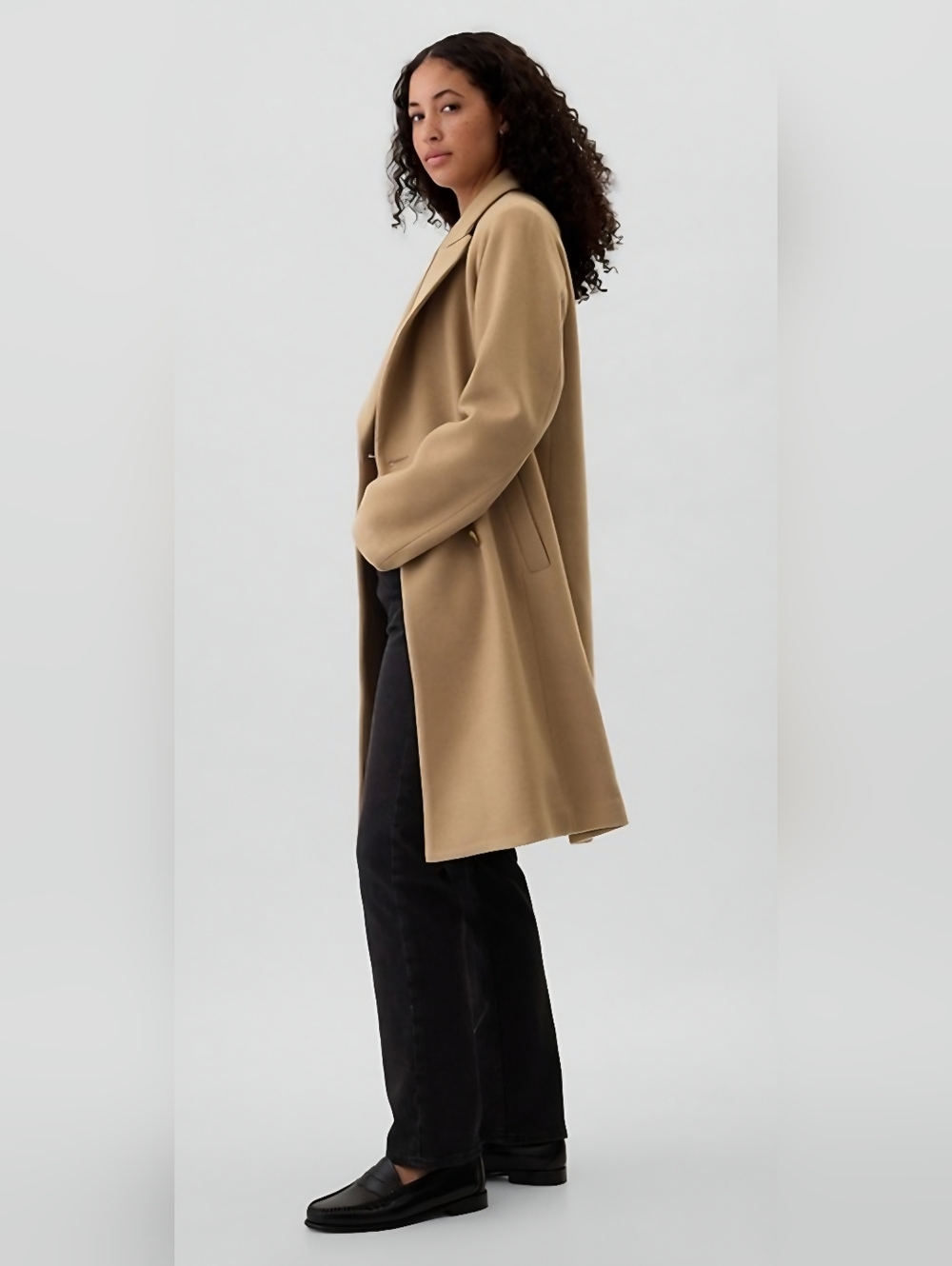 GAP Double-Breasted Camel Pea Coat Size L, New With Tags! - Picture 3 of 10